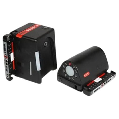 NanoAir 10 particle counter and ParticleSeeker manifold for cleanroom monitoring.